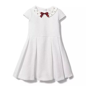 Janie & Jack Girls White Pearl Collard Dress